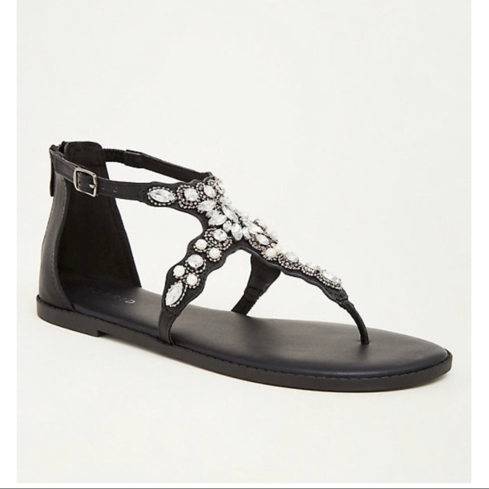 NWOT Gorgeous Black Torrid Faux Gemstone Sandals